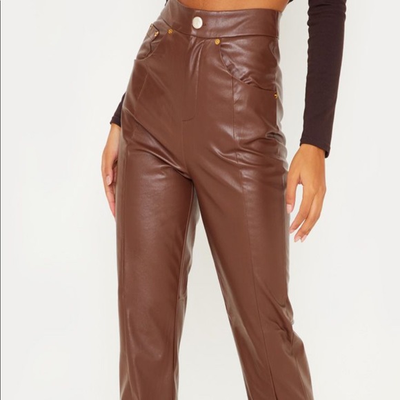Jumpsuits | Brown Leather Pants | Poshmark